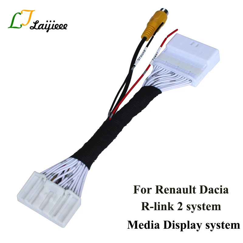 32 Pins RCA Connector For Renault Dacia Original Monitor With R-link 2 Media Display system Install Parking Camera Adapter Cable