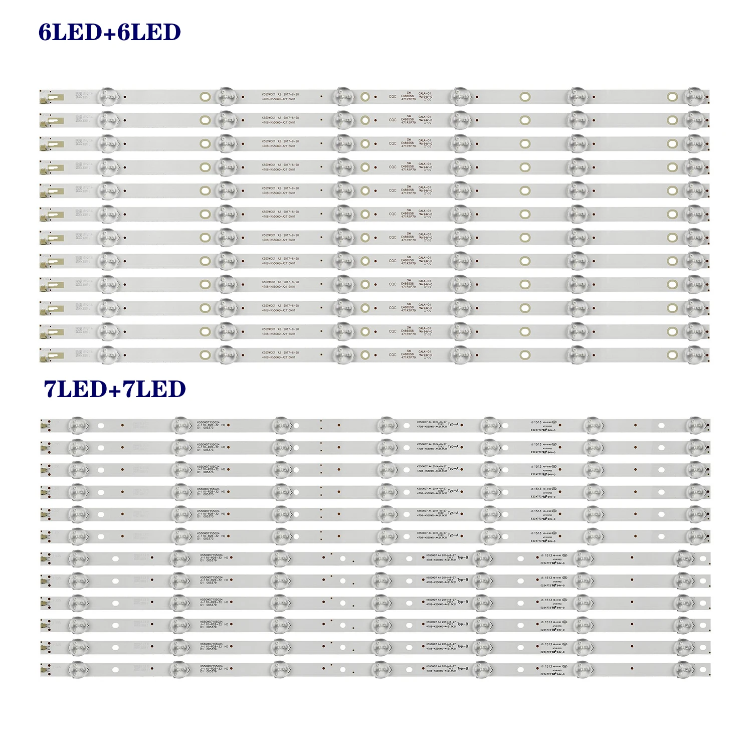 

60PCS LED Strip For 55J2000 55J3500U 55J3500 55PUT6050/T3 55HFF8358 BM55L71-SMART 4078-K550WD-A3213K21 A3213K31 A B Type