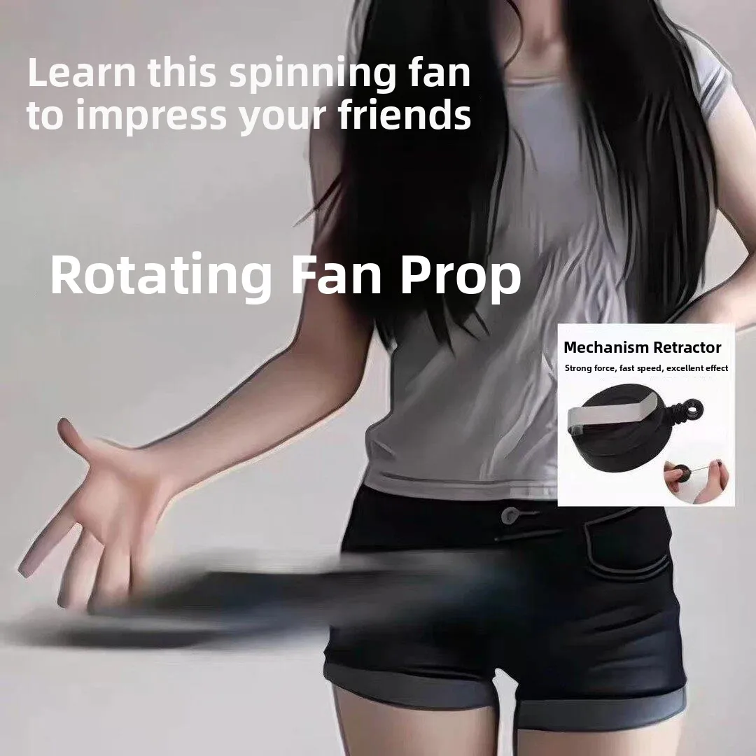 Automatic Rebound Retainer Fan Rotation Stage Dance Performance Props Yellow Ying Fan Retriever   Brand Summer Keychain