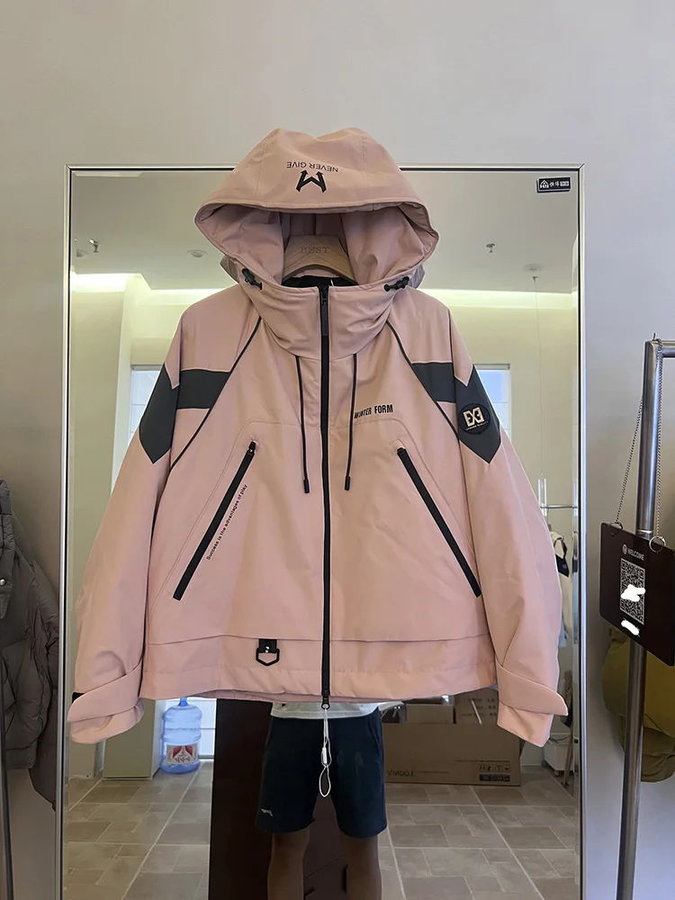 韓国風ファッションワークウェアカジュアル万能ホワイトダックダウンジャケットトレンドレディース冬新作フード付きダウンジャケット