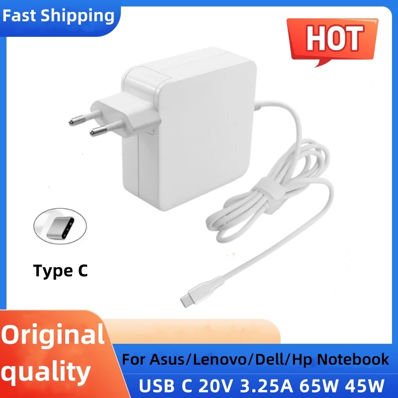 Reletech 65W USB C Laptop Power Adapter Type C Power PD Wall Fast Charger For MacBook Asus Dell Lenovo Huawei HP Notebook