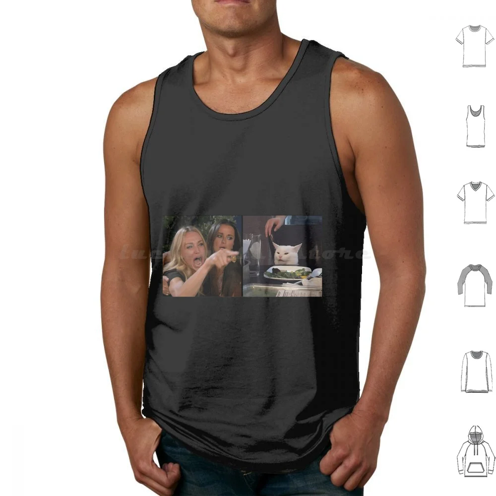 Woman Yelling At Cat Meme Tank Tops Print Cotton Mark Forster Meme Lyrics Cap Smiling Song Mark Ranger