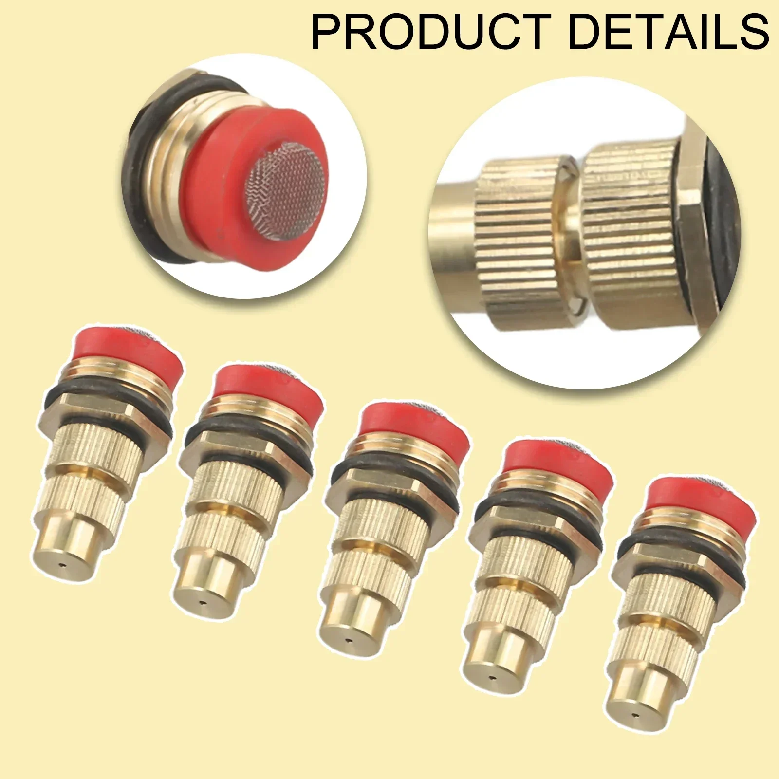 

5PCS Brass Spray Adjustable Water Flow Misting Nozzles Garden Spray Head With 1/2 Inch Male Thread And Filter Fine Spray Nozzle