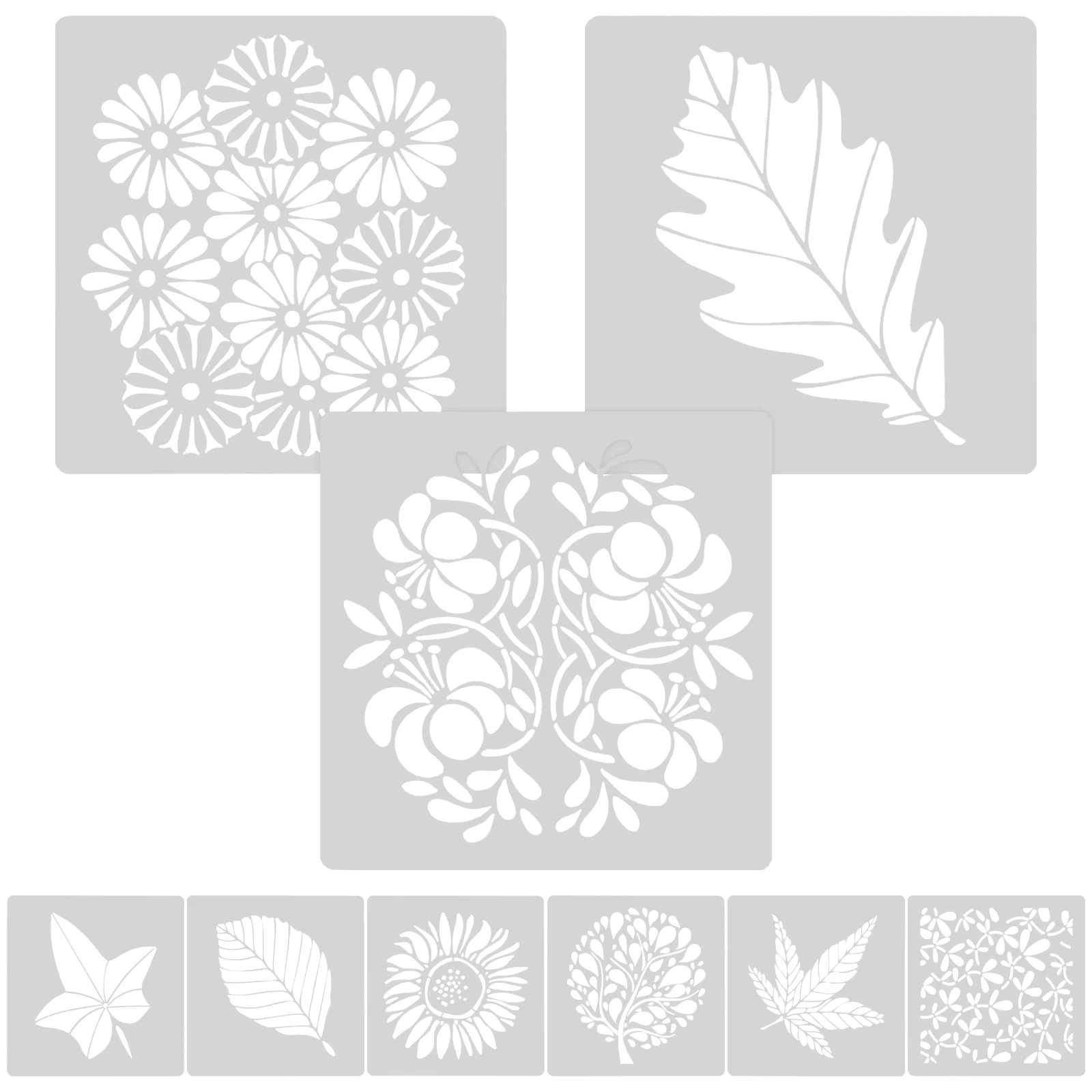 9 Pcs Leaf Leaves Floral Template Wall Painting Stencil Flowers Plants Stencils 13X13cm The Pet for