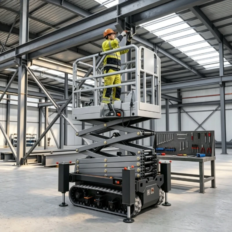 4-16m Electric Mobile Scissor Lift Battery Hydraulic Wheeled Cart Convenient Transportation Storage Equipment