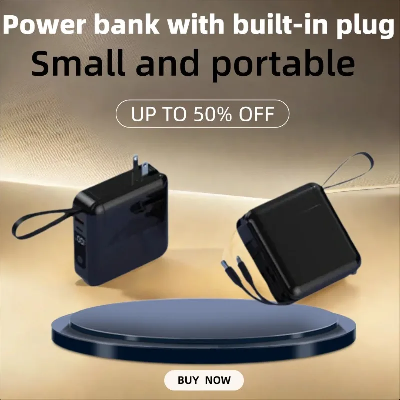 

20000mAh High-capacity Power Bank with Built-in Plug and Cable Super Fast Charging Compact and Portable Mobile Power Supply