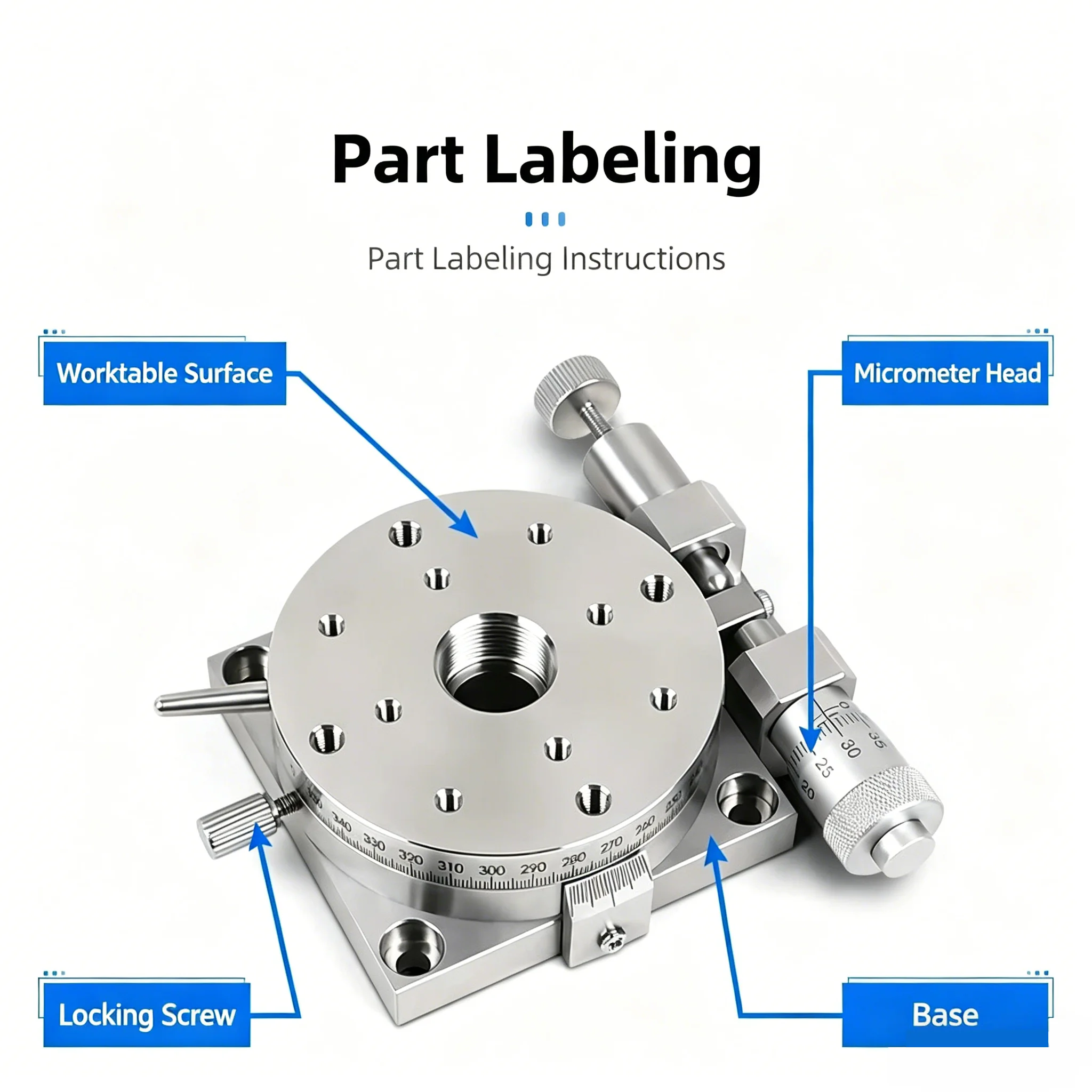 R Axis ELF31-60L ELF31-85 Manual 360 Degree High Precision Angle Adjustment Platform Optical Heavy Duty Rotary Slide Micrometer