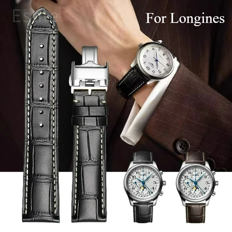 For Longines Master Collection Moonphase Flagship La Grande Classique Series Original Genuine Leather Watchband L2  18 19 20 21