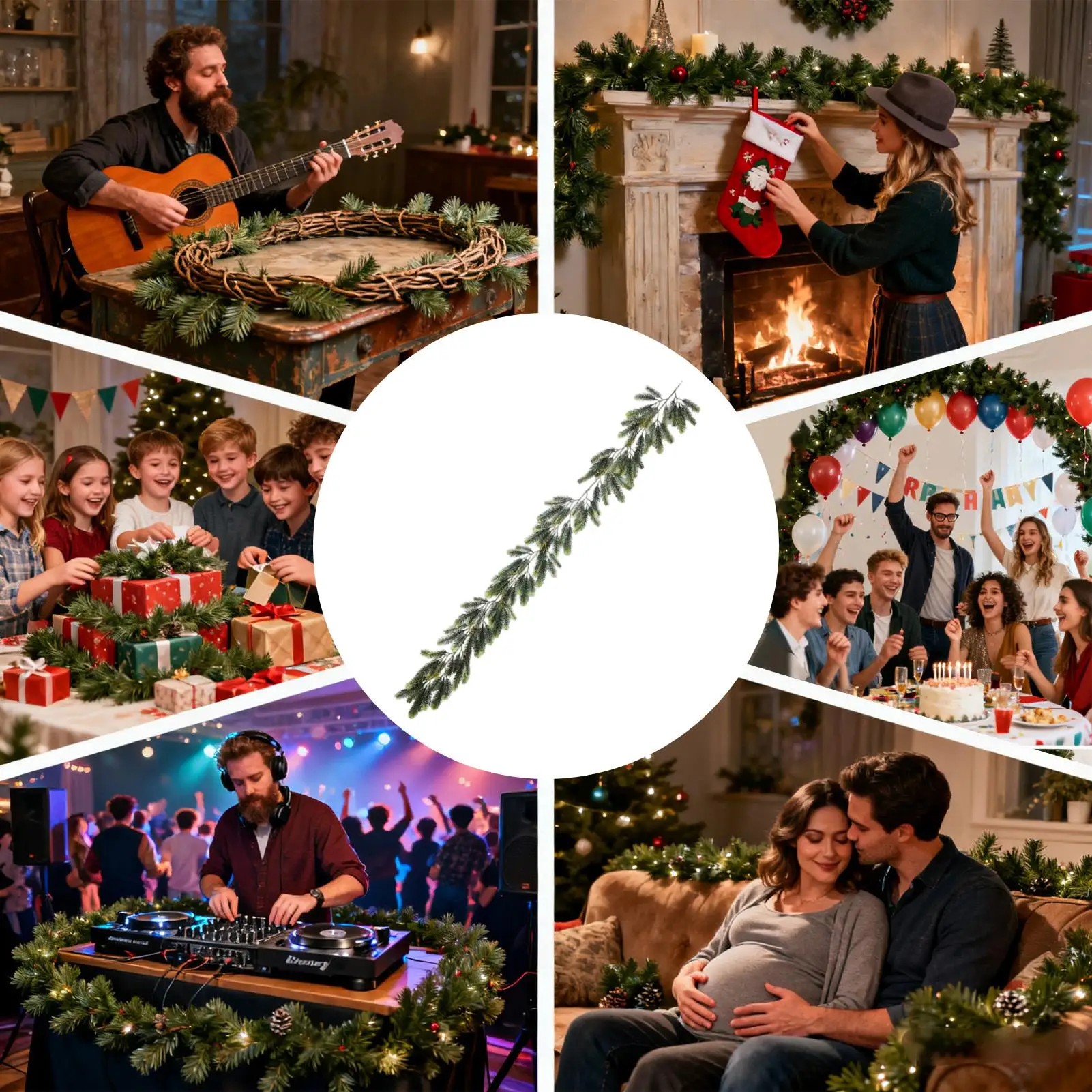 

Искусственные сосновые ветки, 78,74 дюйма, толстые кедровые растения, ветки рождественской елки для дома, патио, гостиной, сада, двора, стены