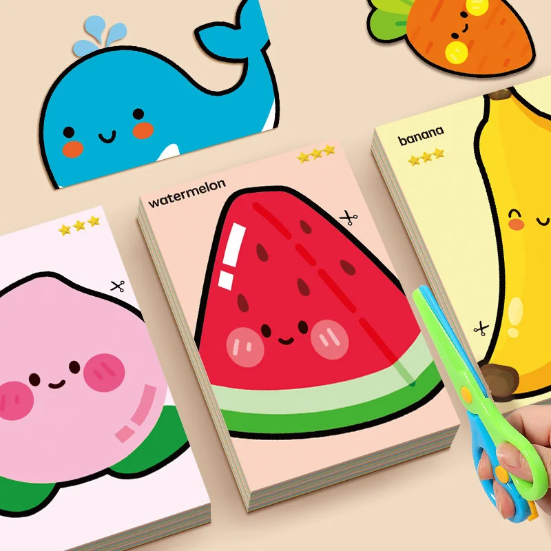 Handmade Paper Cuttings Interesting Origami Suit Animal/ Plant/ Food Patterns Including Scissors Parent-child Interactive Toys view 2