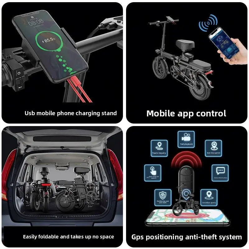 SXLL 14 بوصة دراجة كهربائية قابلة للطي بإطارات عريضة 500 وات محرك إطار فولاذي محرك محور العجلة الخلفية 48 فولت 15ah مخزون مستودع الولايات المتحدة انتخابي #4