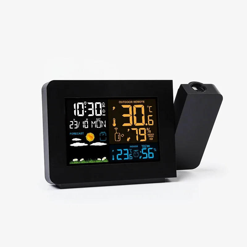 Electronic Projection Clock Weather Station Weather Forecast Temperature &Humidity Color Screen Digital Alarm Clock