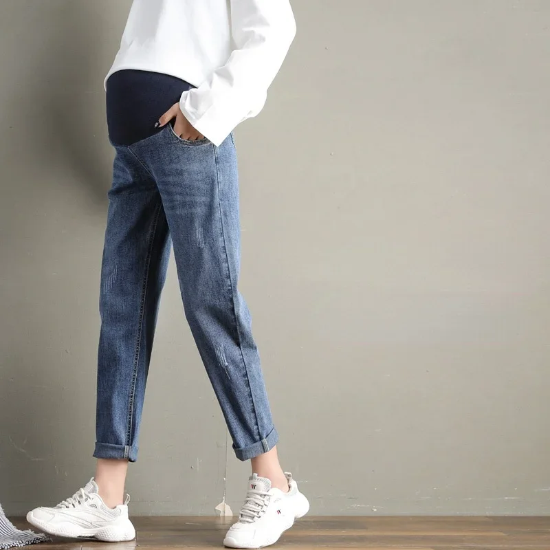 Pregnancy Abdominal Pants Boyfriend Jeans Maternity Pants For Pregnant Women Clothes High Waist Trousers Loose Denim Jeans