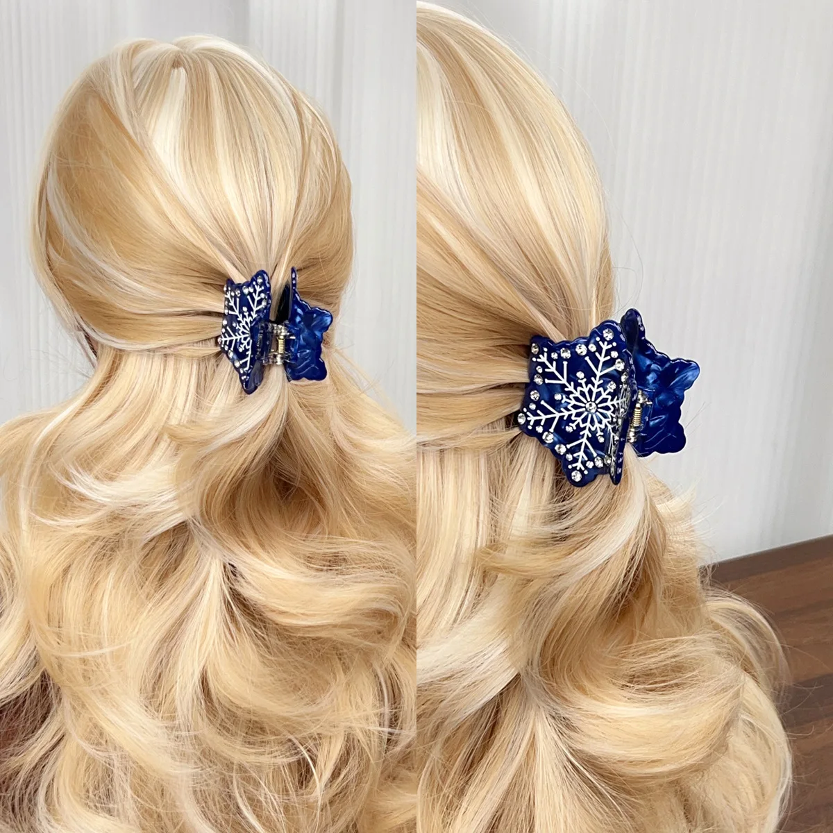 Pinces à cheveux en acétate pour femmes et filles, série de noël d'hiver, strass, flocon de neige, accessoires pour cheveux, nouvelle collection 2025