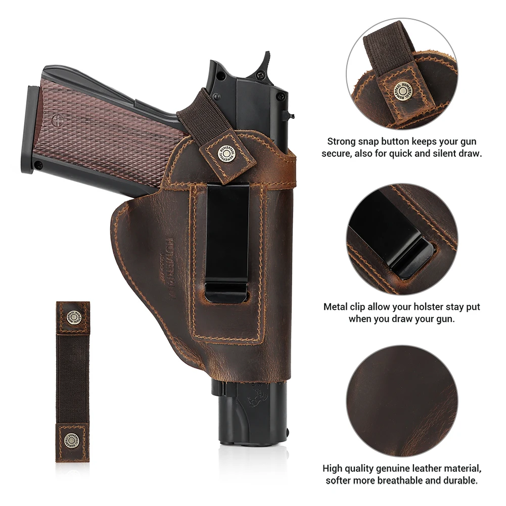LAREET 100%Genuine Leather Universal Gun Cover With Concealed Carry Holsters Belt for All Size Handguns