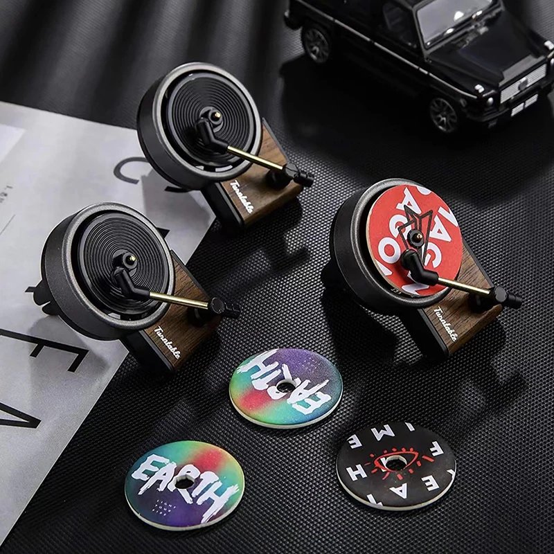 Car Perfume Turntable Solid Perfume Car Fragrance Retro Gramophone Record Machine Aromatherapy Interior Accessories