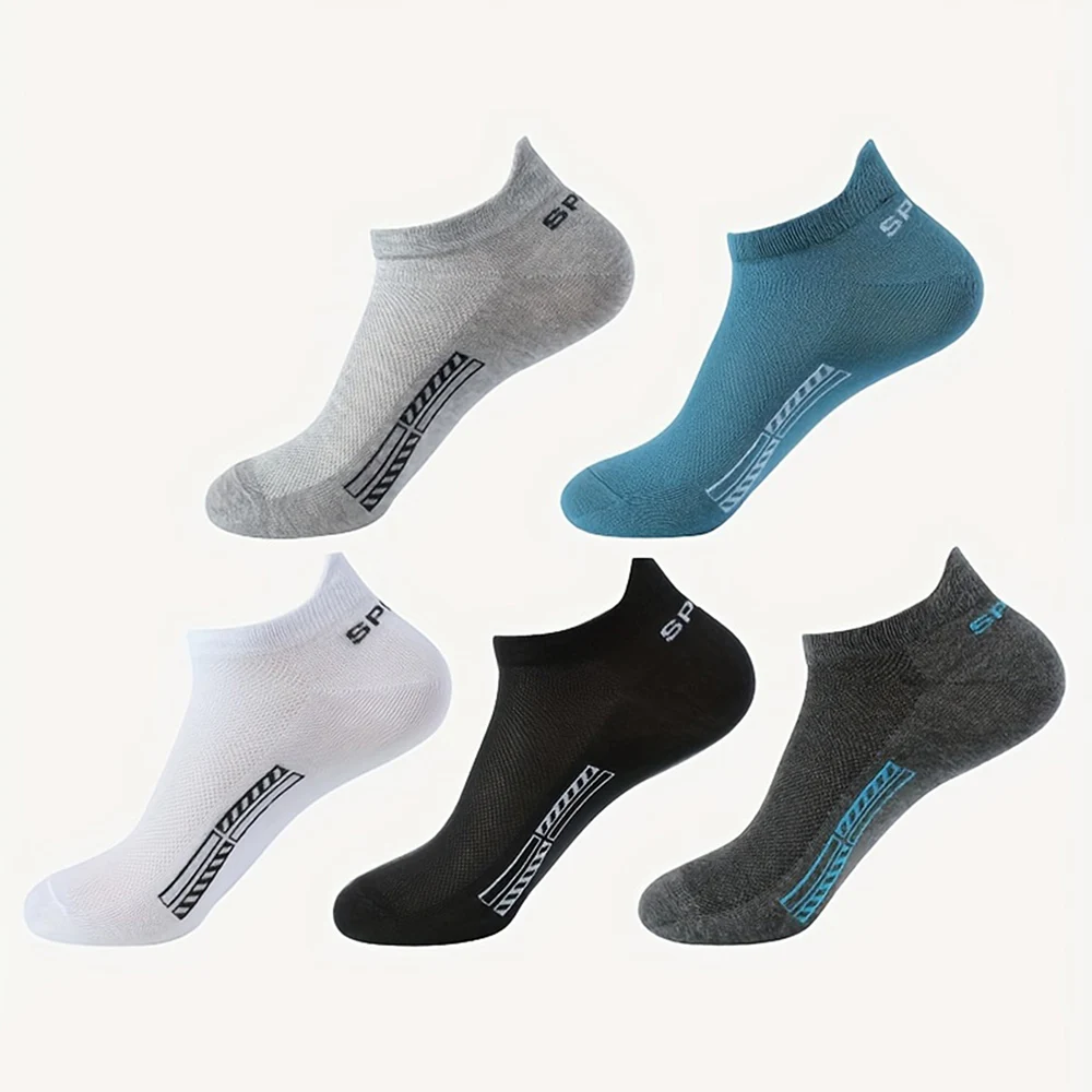 5/10 Pairs Men\'s Socks High Quality Women\'s Low Cut Round Neck Ankle Socks Sports Mesh Breathable Summer Autumn Men\'s Boat Socks