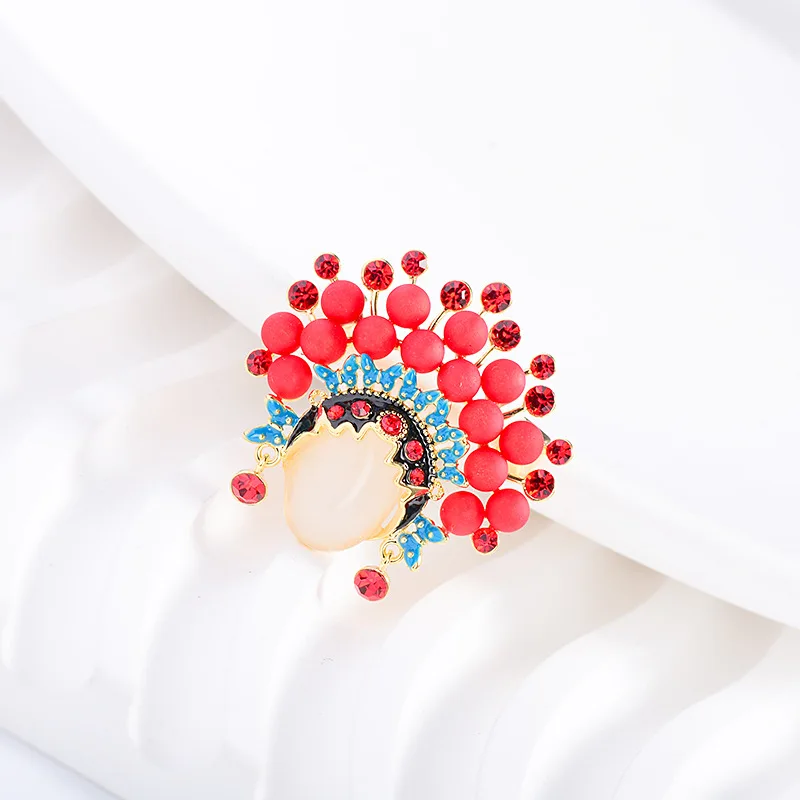 Traditional Elegant Handmade Chinese Peking Opera Dama Dan Enamel Brooch Pin for Women Creative Stylish Clothing Accessory Gift
