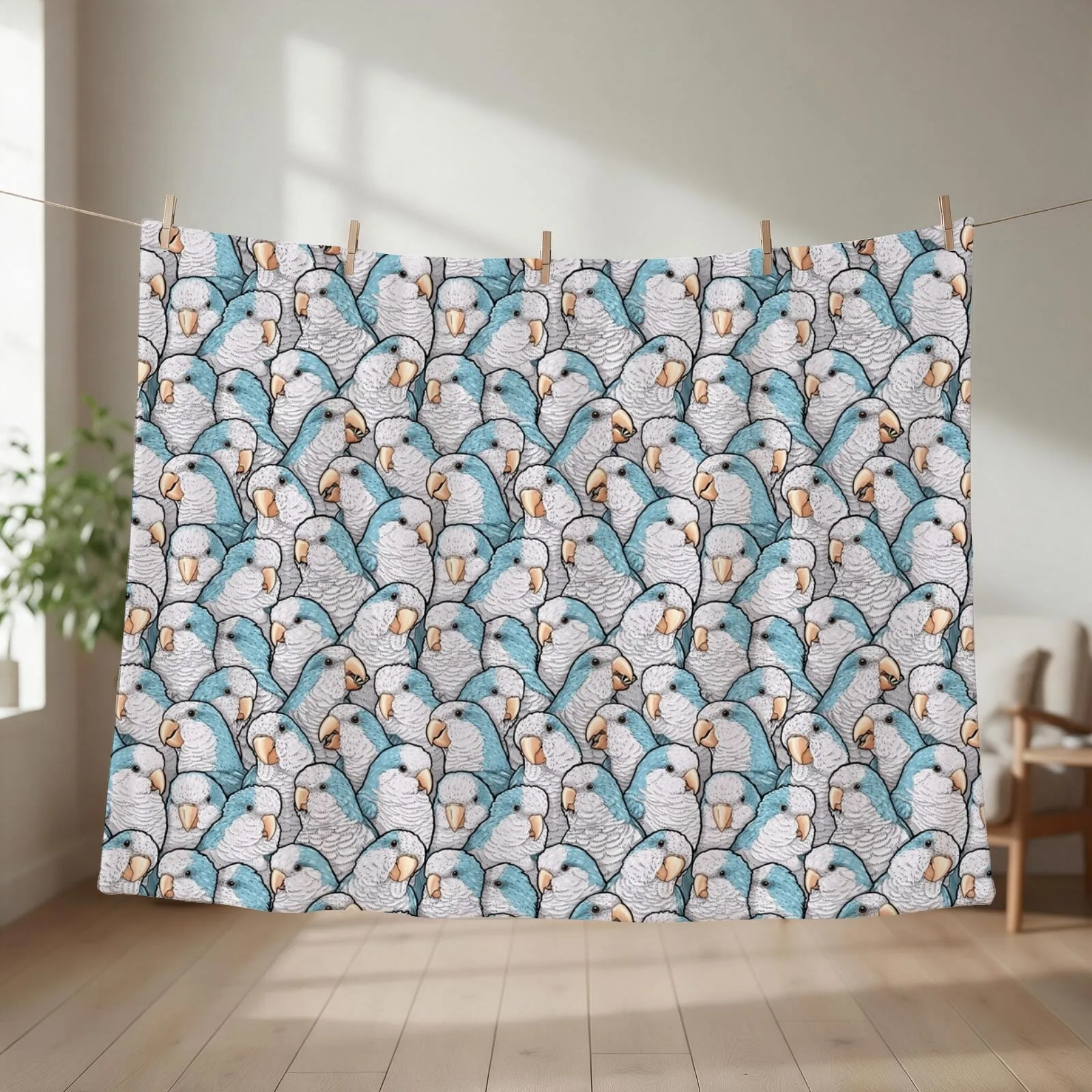 Blue Quaker Monk Parakeets Throw Blanket Soft Big Soft Plaid Hair valentine gift ideas Blankets