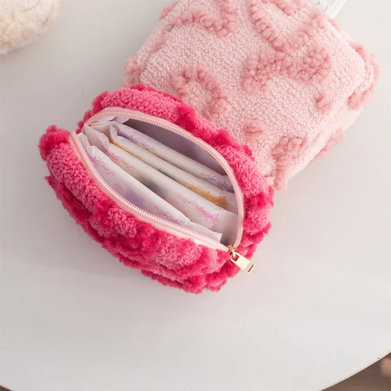Нечеткая косметичка с милым сердечком - милый дорожный косметический органайзер - мини-кошелек для монет для подростков и девочек