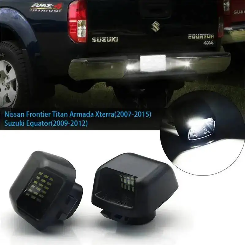 Car LED License Plate Light Tag Lamp Assembly Replacement Pair For Nissan Frontier Titan Armada Xterra Suzuki Equator