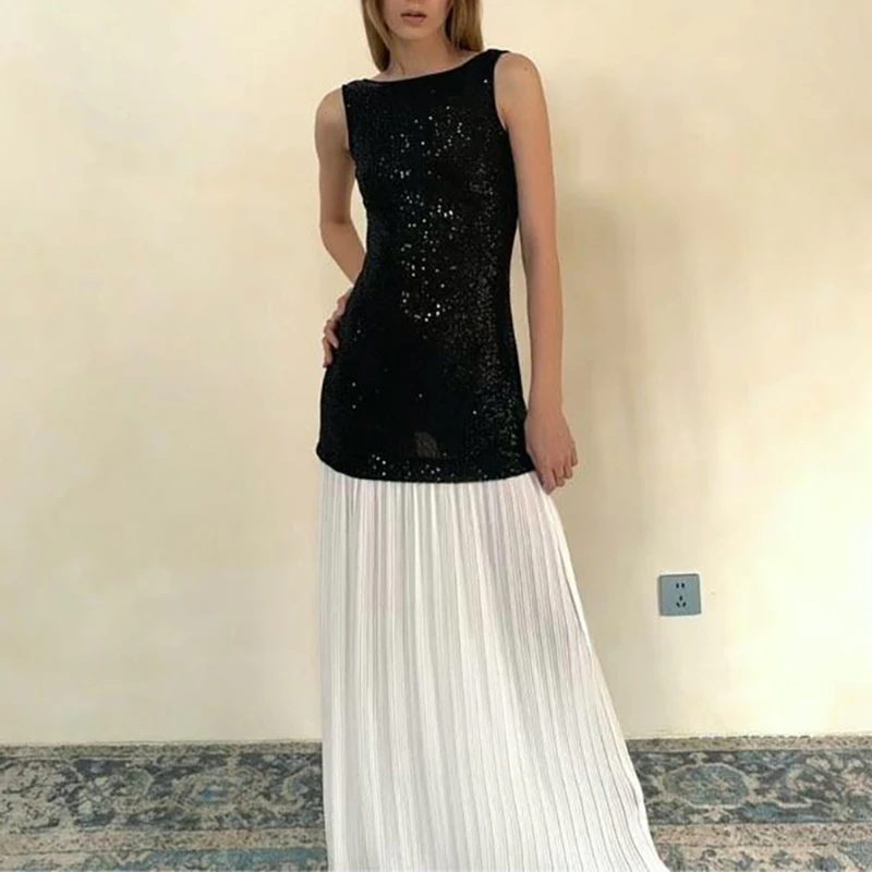 

Spring Female Halter Slim Banquet Long Dress Women Sexy Off Shoulder Gala Dress New 2025 Elegant Solid Swing Loose Party Dress