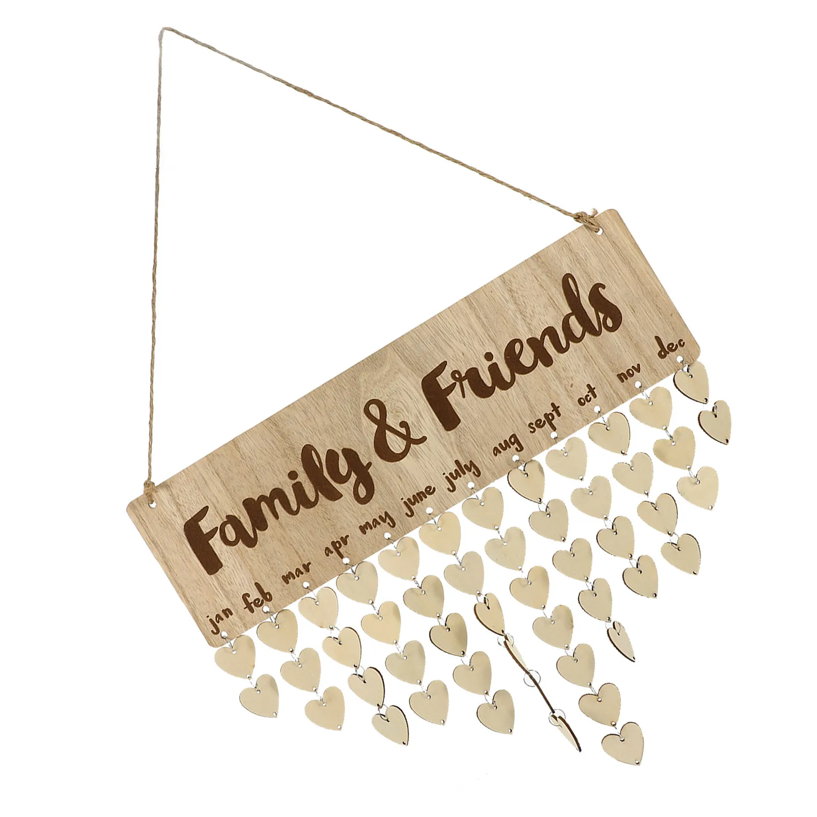 Wooden Wall Calendar Hanging Pendant Reusable Family Birthday Sign Monthly Planner for Tracking Important Dates Home Office