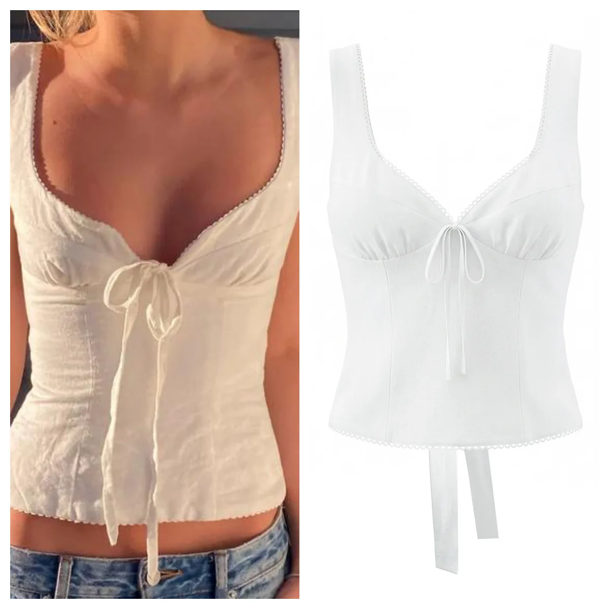 

Европейский и американский стиль, весна 2026, новинка: французский женственный топ на бретельках с бантом, белый, с квадратным вырезом, глубокий декольте, сексуальный, универсальный