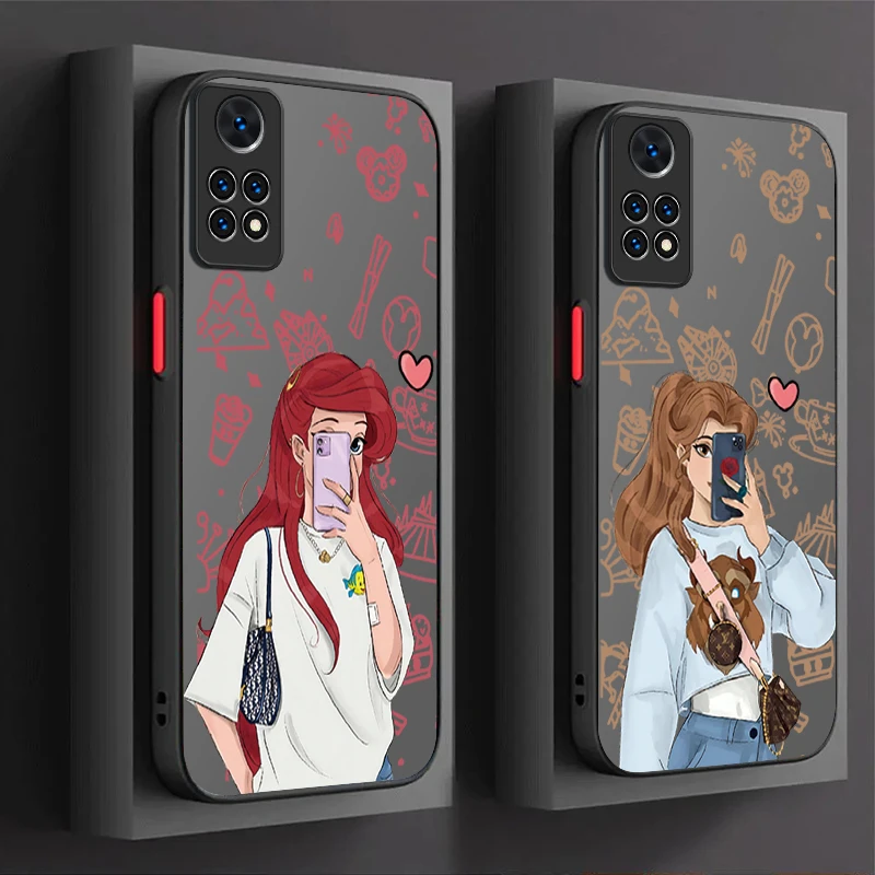 Disney Princess Selfie Case For Xiaomi Redmi Note 13 12 11 Pro Plus 4G 5G 12S 11S 10 10S 9 9S 8 13C 12C 10C Shockproof Cover