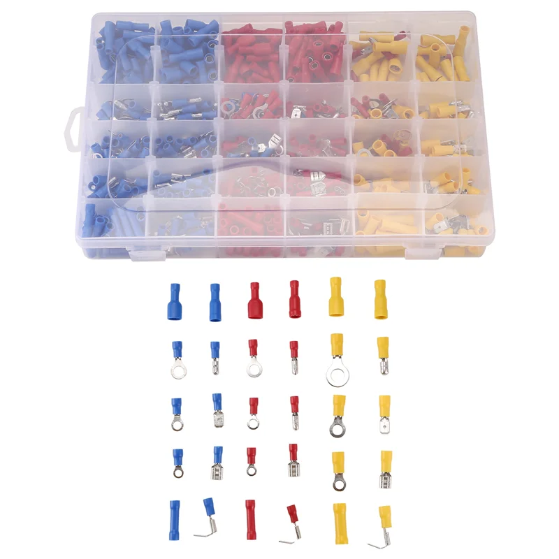 

AA01-720Pcs Cable Lugs Assortment Kit Wire Flat Female And Male Insulated Electric Wire Cable Connectors Crimp Terminals Set