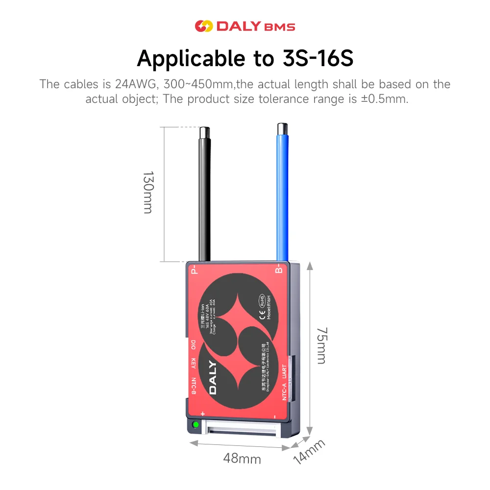 Daly Smart BMS Lifepo4 4S 12V 8S 24V 16S 48V Li-ion 3S 7S 10S 36V 13S 48V 40A 60A BMS con BT per scooter con batteria al litio 18650