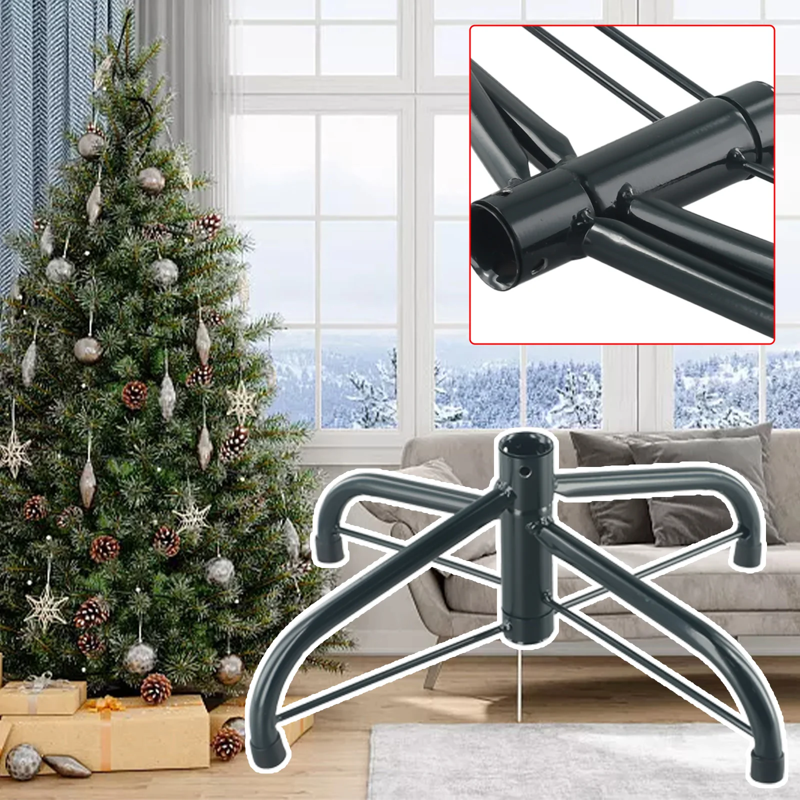 Rack Shelf Holder Xmas Tree Bracket New Year Tree Stands Festival Fixing 30/35/40/45/50/60cm Christmas Decoration