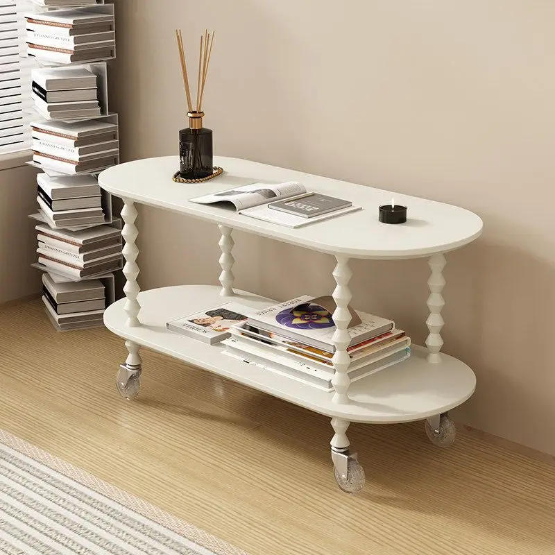 Side table sofa coffee table trolley with wheel bedside side cabinet living room
