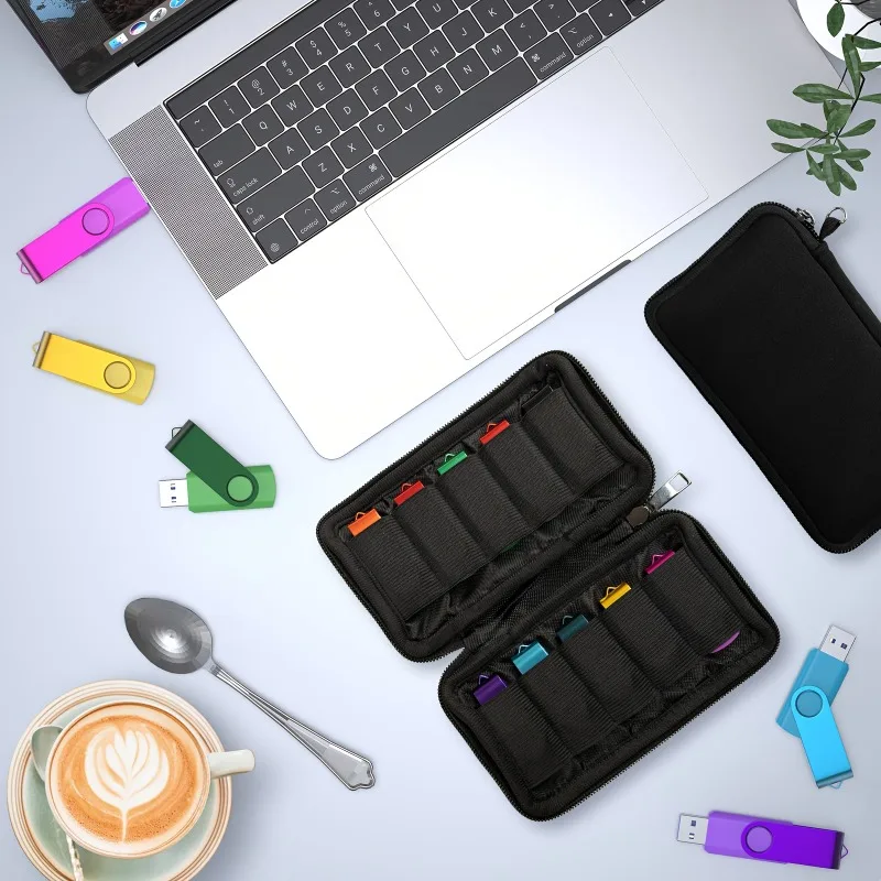 USB Drive Storage Pouch, Portable Design Desktop Organizer, Ideal for Electronic Small Parts Storage
