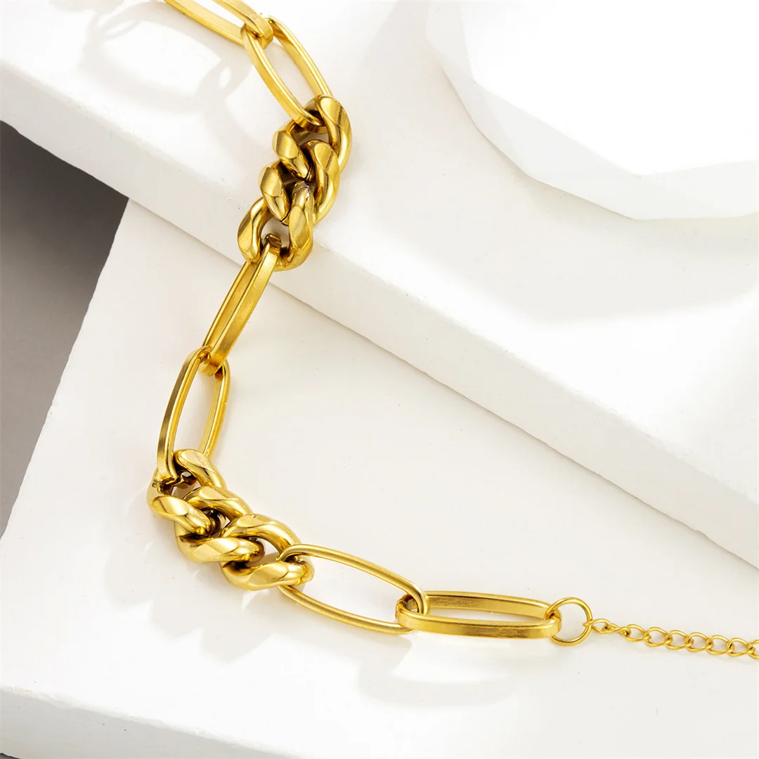 Punk Fashion Paperclip Cuban Chain Bracelet Female Gold Color Stainless Steel Chain Link Bracelets for Women Jewelry Gift 2026