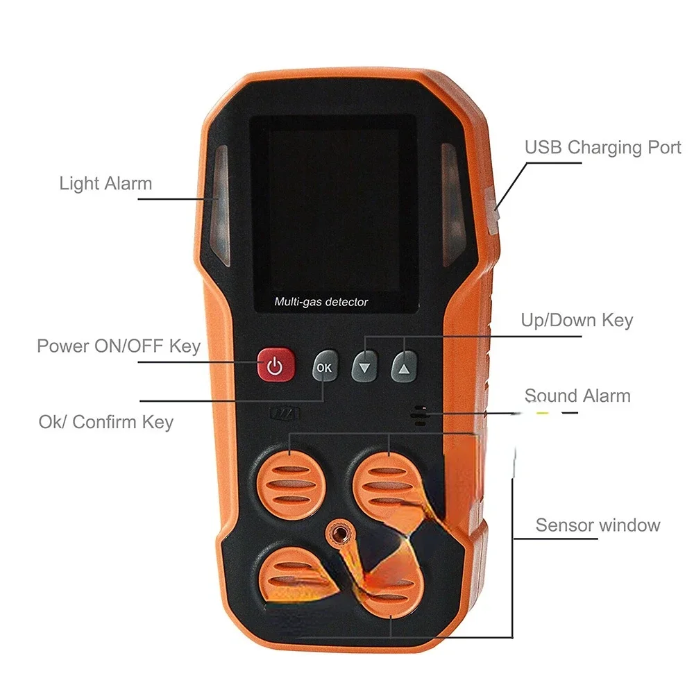Portable Multi 4 Gas Detector with Air Gas Sampling Pump CD4