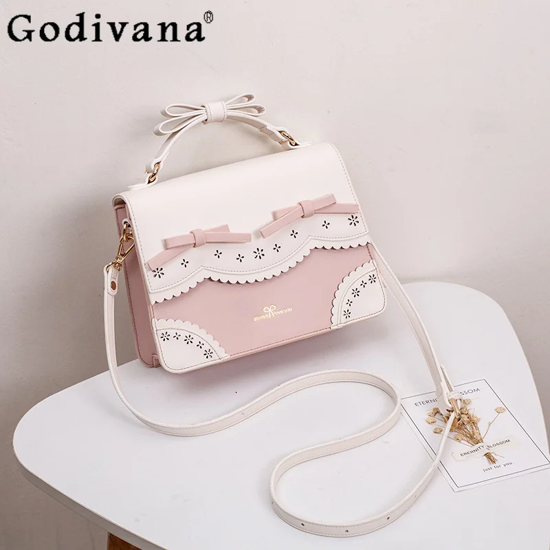 

Japanese Original Sweet Girl Lolita Crossbody Bag Elegant Lady Bowknot Daily Versatile Large Capacity Shoulder Bag