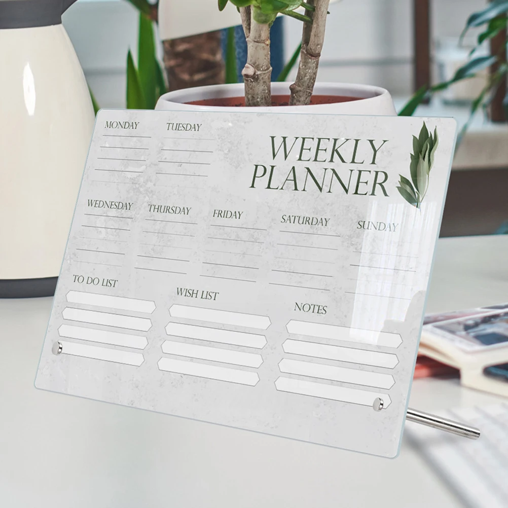 

Acrylic Writing Board Weekly Planner 2 Nails 6 Pens Erasable Desk Fridge Magnetic Calendar Note Student Clear Dry