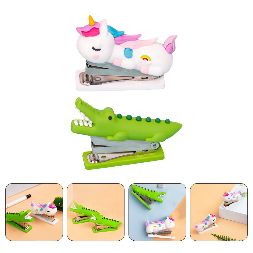 

4Pcs Portable Cartoon Mini Stapler Small Kawaii Animal Design for Students Office Desk Organizers and Accessories