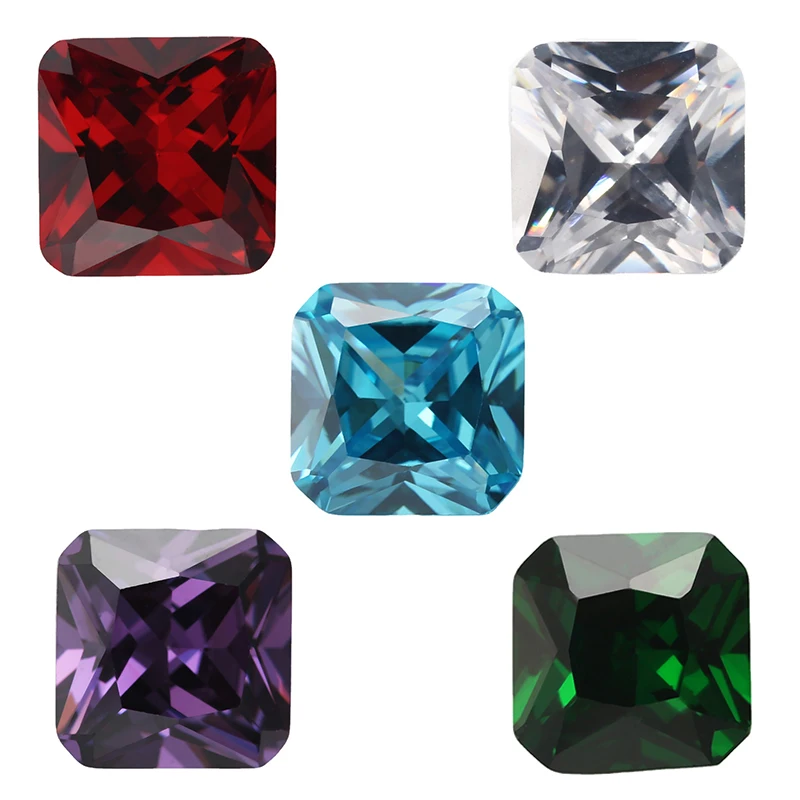 

Square Octangle Shape Cubic Zirconia Stone White SeaBlue Garnet Amethyst Green Mix 5 Color 5A Loose CZ Synthetic Gems