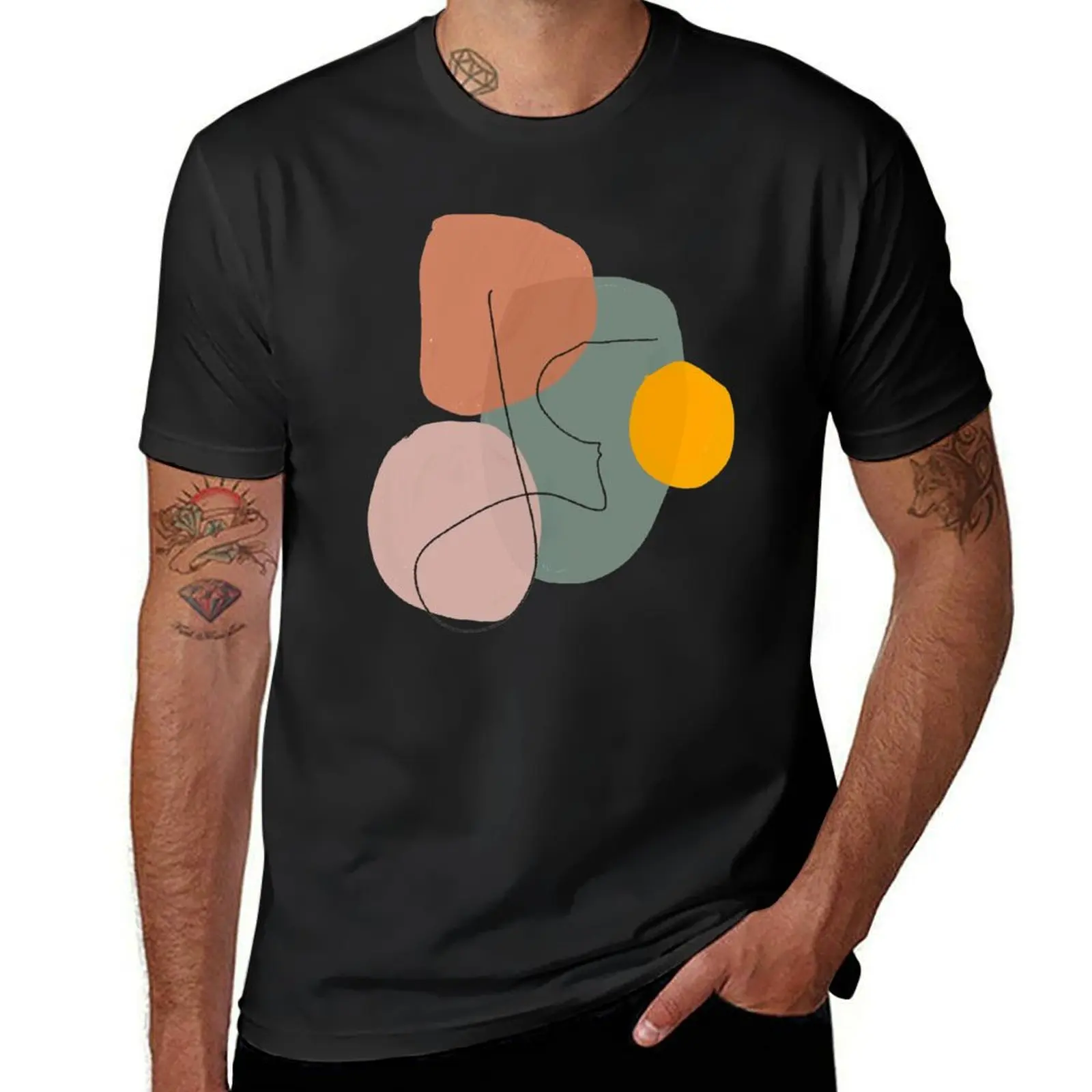 

geometrical, abstract, minimal, modern, pastel designed T-Shirt quick-drying oversized korean fashion slim fit t shirts for men
