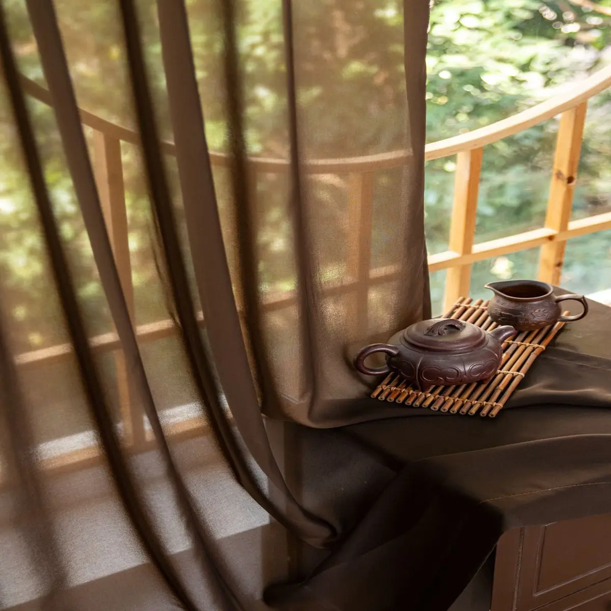 Minimalism Sheer Curtains Solid Coffee-brown Curtain Light-filtering Window Screen for Guesthouse Bedroom Décor Photos Backdrop