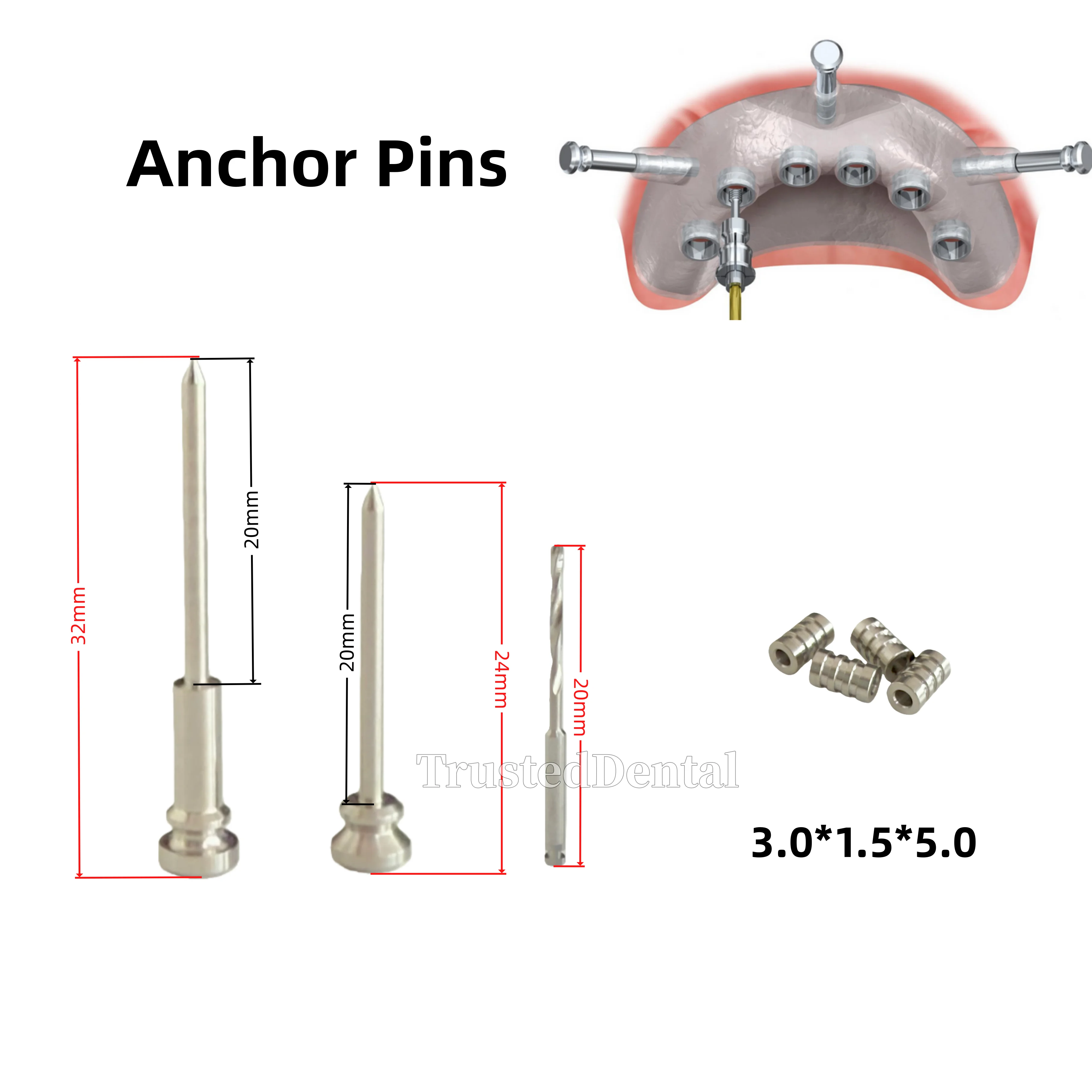 

Dental Guided Anchor Pins Dentistry Guided Sleeves Guide Pilot Drill Fixation Pin Imported for Guiding Implantology Φ1.5