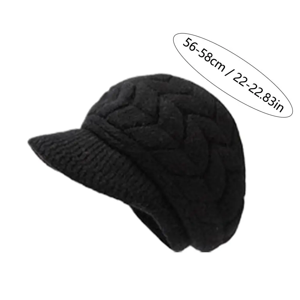 قبعة محبوكة شتوية دافئة للنساء من ريترو، والجري في الطقس البارد، والتخييم، والمشي، وقبعة تزلج عصرية مع قبعة شمسية #6