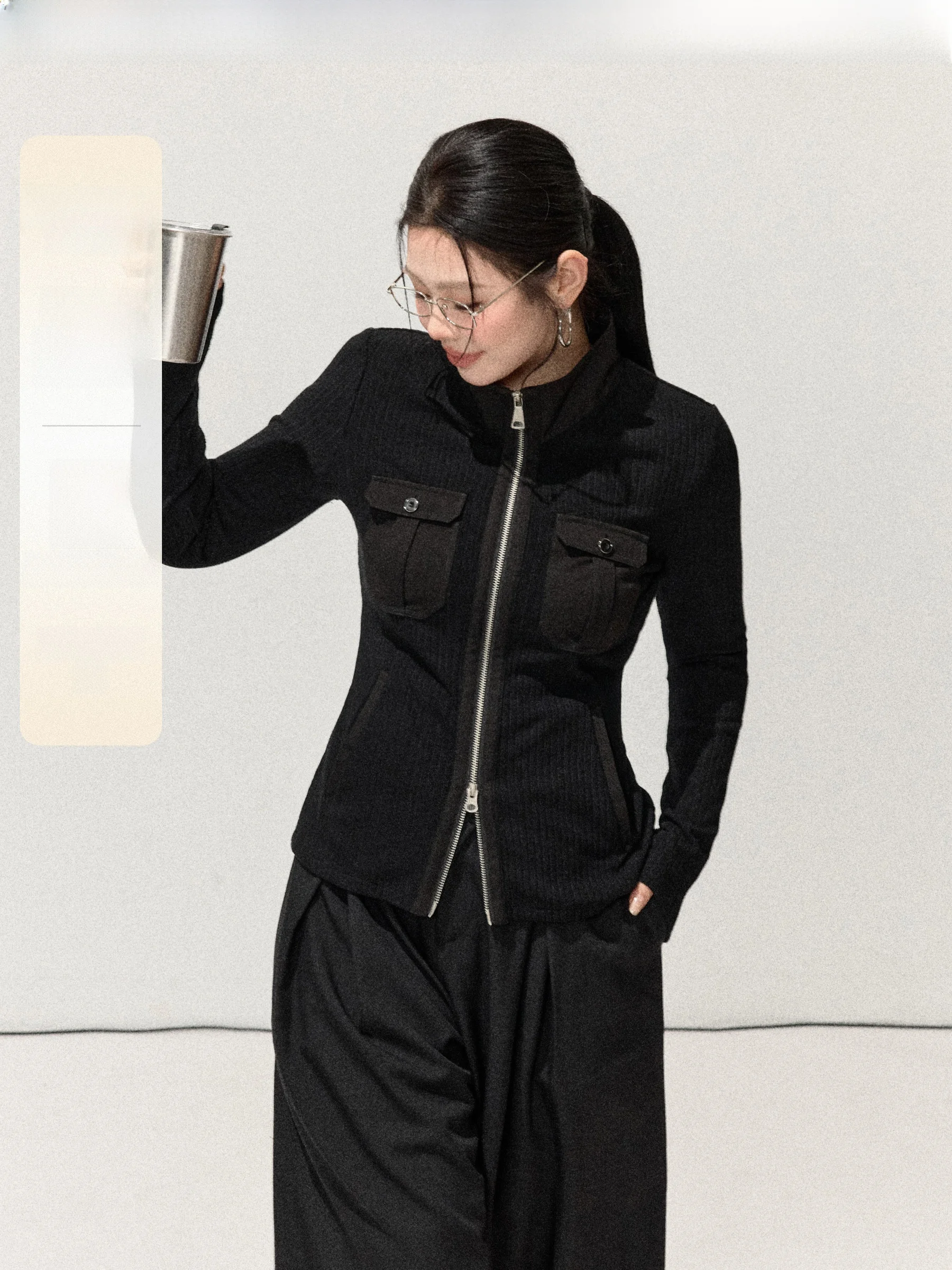 

Модный вязаный кардиган Sli Cool Girl Plump MM с воротником-стойкой, двойной молнией, большого размера, стильный и трендовый