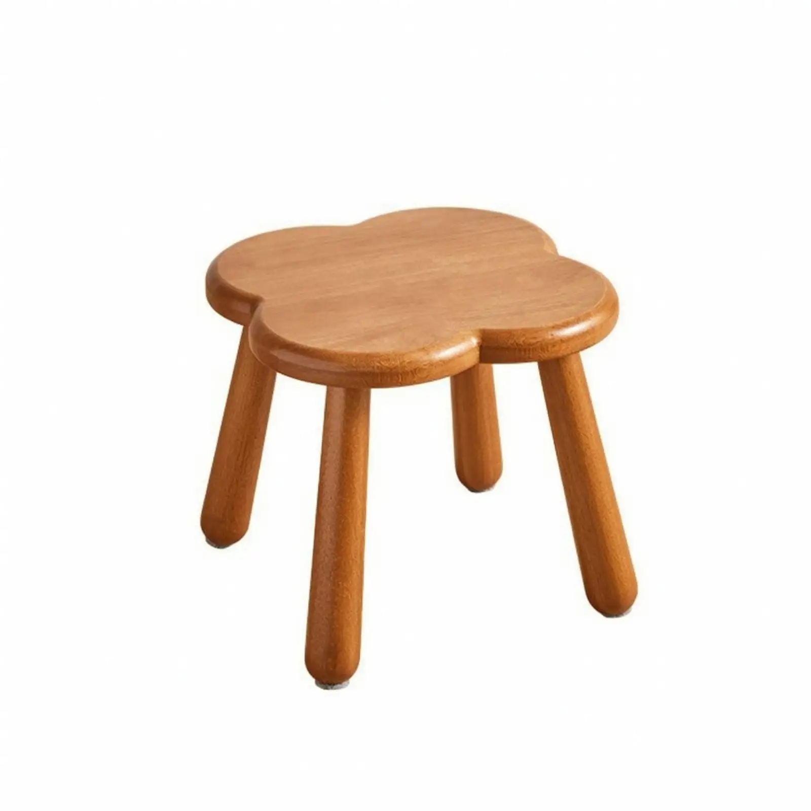 Low Profile Rubber Wood Flower Stool for Kitchen Side Table Sofa Edge Modern Minimalist Seat for Decor