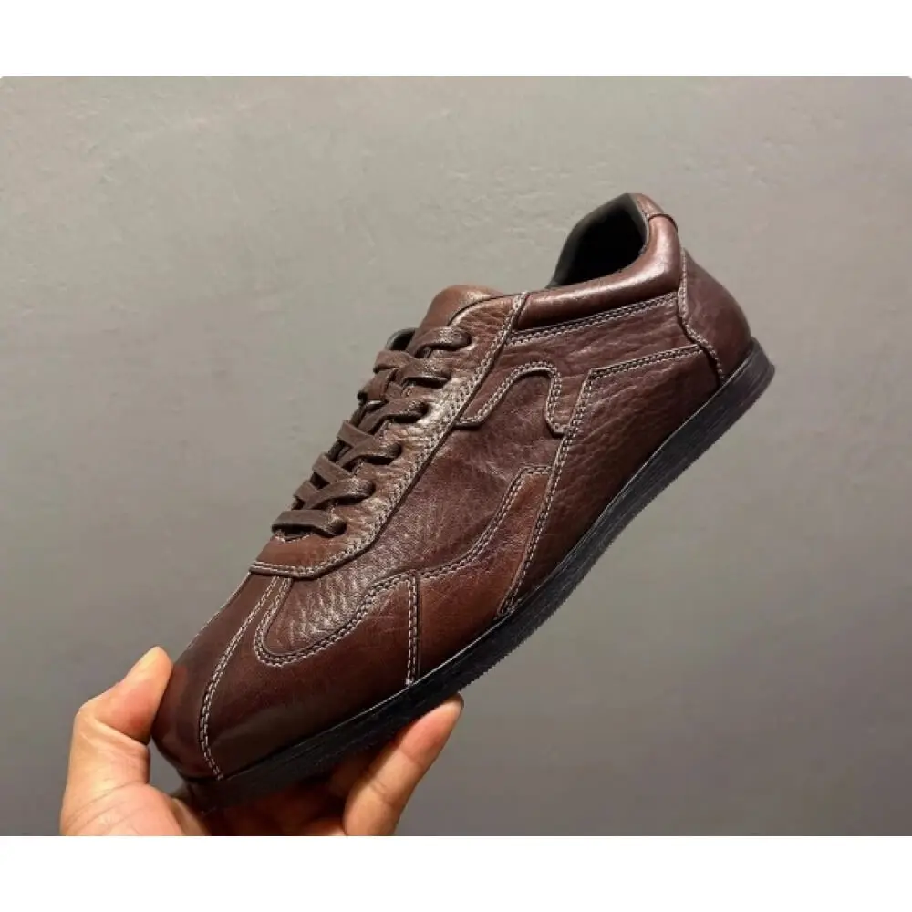 Handcrafted Brown Leather Classic Sneaker – Superior Craftsmanship, Versatile Style for Men