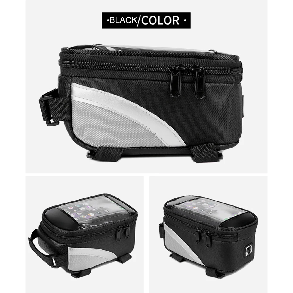 Reflective MTB Mountain Bike Bag Oxford Cloth Top Tube Touch Screen Mobile Phone Holder Case Cycling Accessories