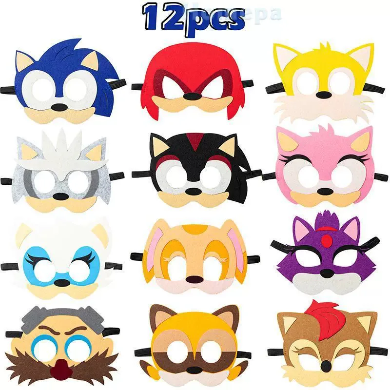 Cartoon Sonic Themen-Partydekoration: Brillen, Foto-Requisiten, Papier-Partydekoration, Kindergeschenke