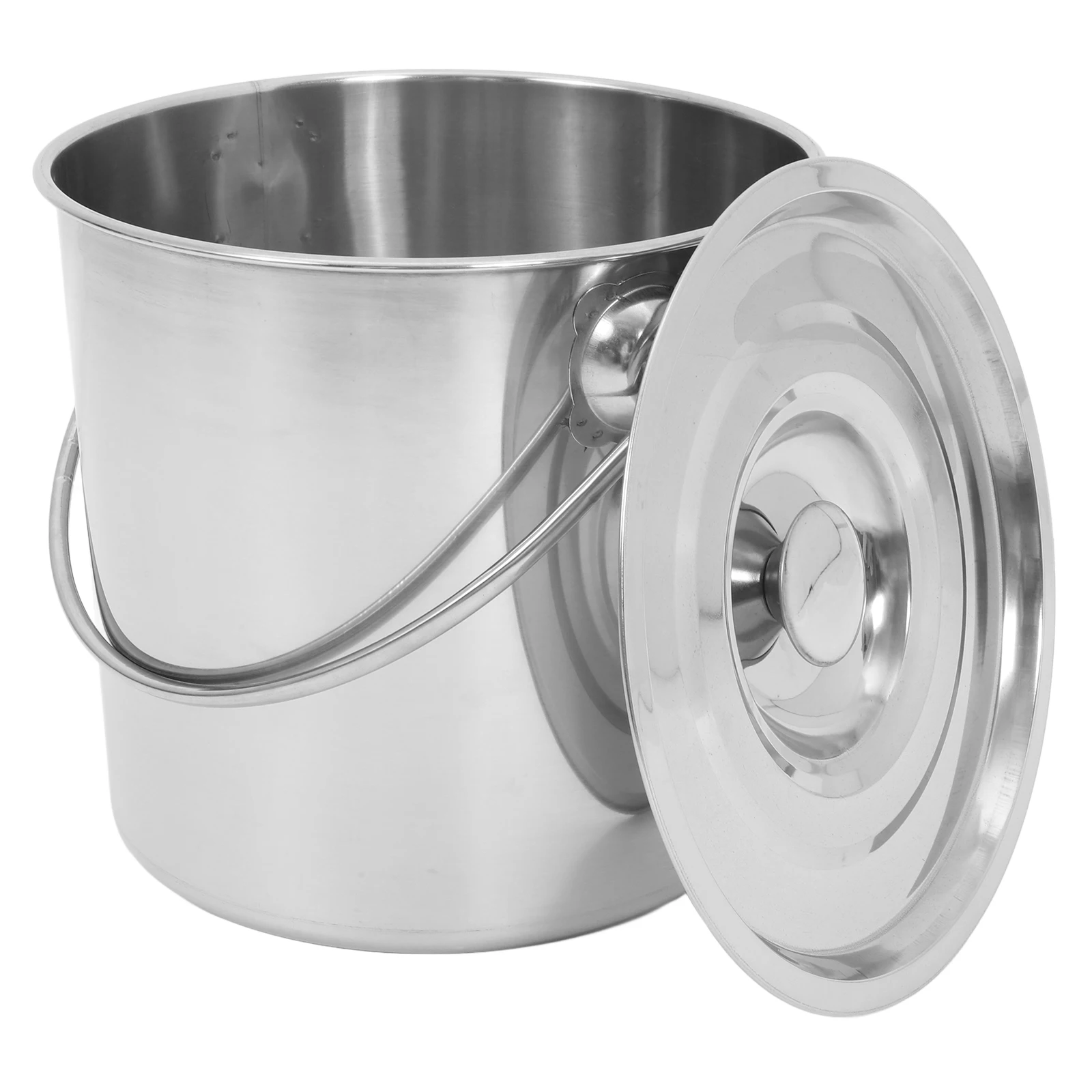 

Stainless Steel Bucket Large Capacity Secure Lid Hand Carry Water Rice Storage Container Metal Pail Milk Tin